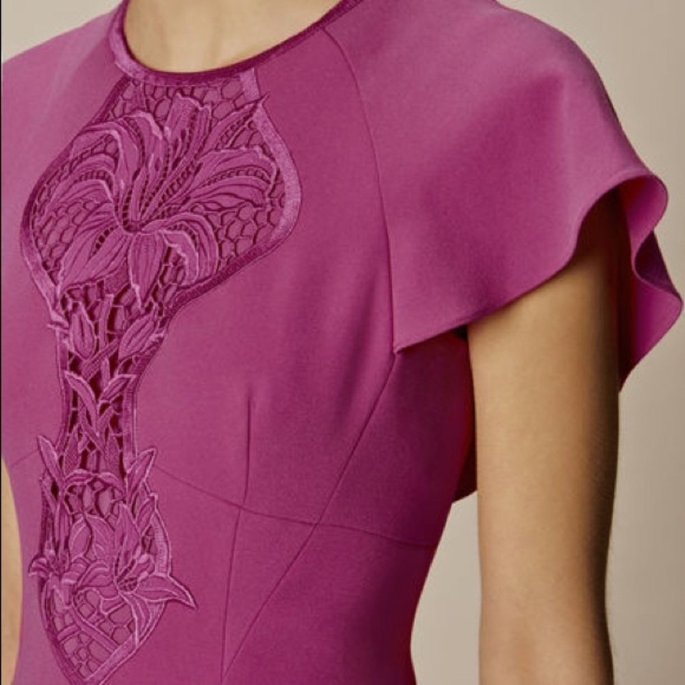 NWOT Karen Millen Fuschia Floral Lace Pencil Dress - Picture 8 of 8